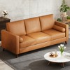 86" Leather Sofa for Living Room, Mid-Century 3-Seat Faux Leather Sofa with Deep Seats & Removable Cover for Apartment & Office - 4 of 4