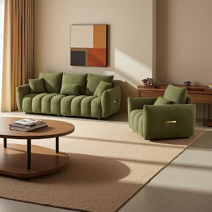 Teddy Fabric 3+1 Sofa Set with Cushions & Pillows - 1 of 4