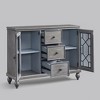 Antique White Wood 45 in. Kitchen Sideboard Buffet with 3 Storage Drawer Dining Room Cabinet Serving Wine Cupboard - 2 of 4