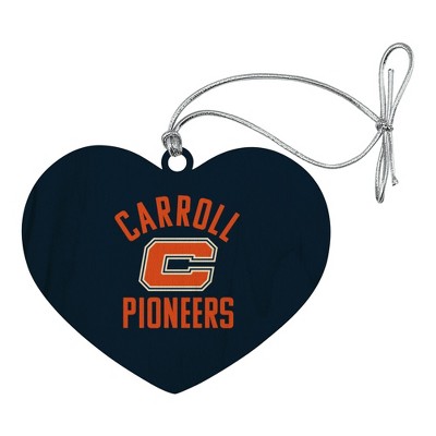 Carroll University Pioneers Logo Heart Love Wood Christmas Tree Holiday Ornament