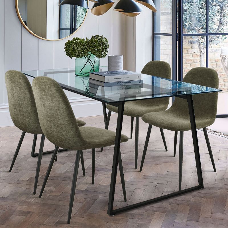 Monash 47"x32" Rectangular Modern Tempered  Glass With 4 Point/Leg Dining Table -The Pop Maison, 3 of 8