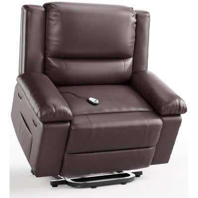 27" Wide Power Lift Recliner Chair for Elderly, Faux Leather w/ Heat, Massage & Adjustable Back and Legs, for Seniors or Mobility Impaired