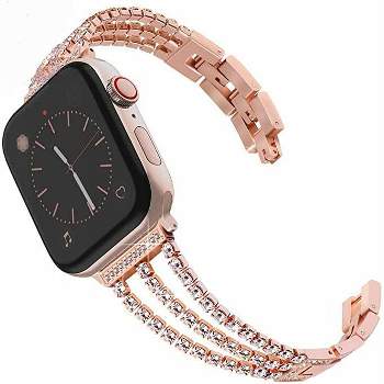 Worryfree Gadgets Metal Bling Jewelry Band for Apple Watch 38/40/41mm, 42/44/45mm iWatch Series 8 7 6 SE 5 4 3 2 1