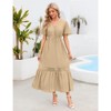 Coolmee Women's Short Sleeve Maxi Dress V Neck High Waist Lace Dress Casual Flowy A Line Beach Dress - 4 of 4