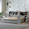 KIGFTSOD Wooden Full Size Daybed with Storage Shelves, Multi-functional Bed with Twin Size Trundle Bed and Study Desk - 3 of 4