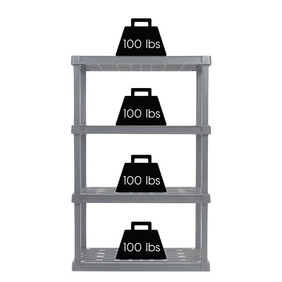 Gray 4-Tier Plastic Utility Storage Shelves