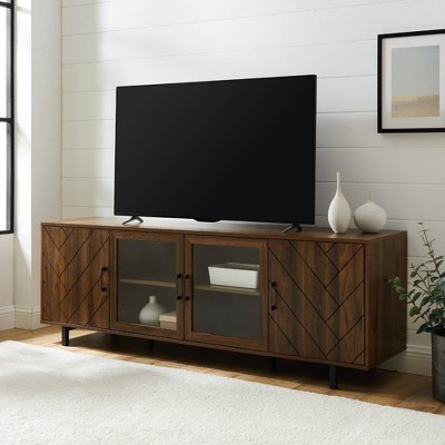 Vik Modern Boho 4 Door Herringbone Tv Stand For Tvs Up To 80