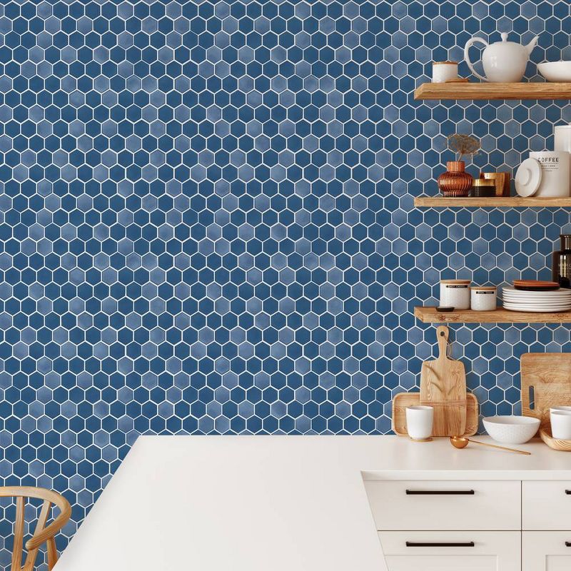 Tempaper &#38; Co. 28 sq ft Hexagon Tile Peel and Stick Wallpaper Sapphire, 5 of 6