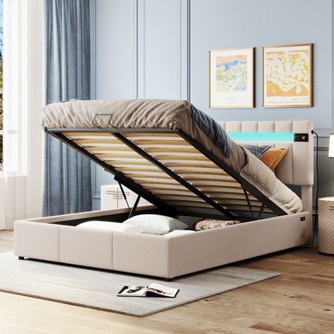 Queen bed deals with hydraulic storage