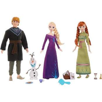Disney Frozen 3-Doll Charades Set with Anna, Elsa & Kristoff Fashion Dolls, Mix & Match Olaf Figure & 12 Accessories