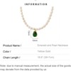 Clotth French-Inspired Non-Fading Necklace for Women, Elegant Emerald Zircon Pendant and Freshwater Pearl Colla - Gold - 3 of 4