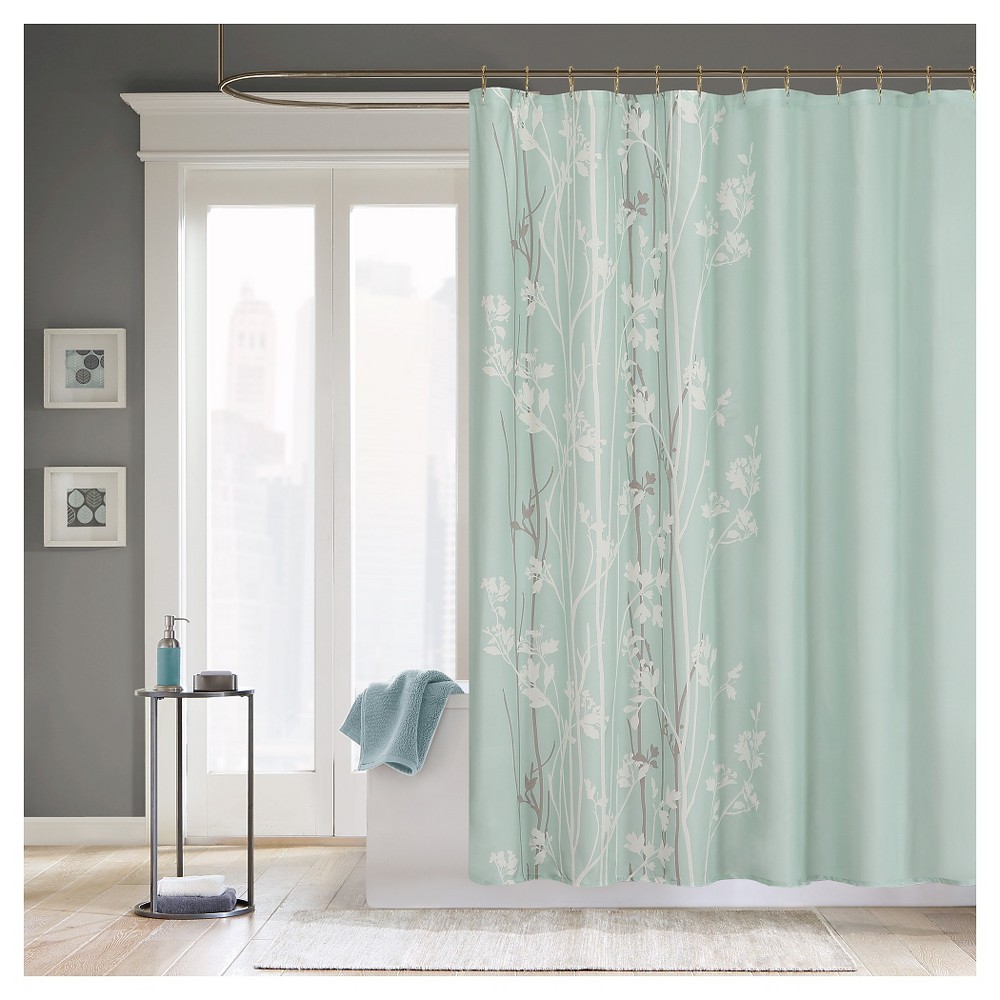 UPC 675716355319 product image for Athena Floral Microfiber Shower Curtain Teal | upcitemdb.com