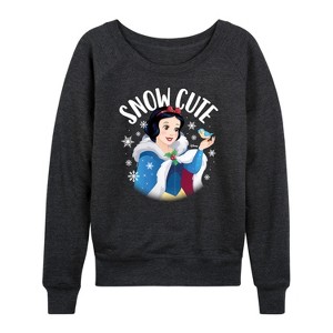 Women's - Disney - Snow Cute Lightweight French Terry Wide Neck Long Sleeve Shirt - 1 of 4