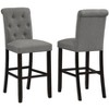 Roundhill Furniture Leviton Solid Wood Tufted Asons Barstool, Gray, Set of 2 - 4 of 4