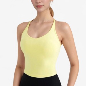 Anna-Kaci Active Women's V-Neck Cropped Tank Top with Spaghetti Straps and Built-In Bra for Yoga and Everyday Comfort - 1 of 4