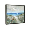 Stupell Industries Tranquil Beachside Flower Meadow Ocean Sailboats Scene Floating Frame Canvas Art - 2 of 4