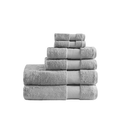 Vynxaria Luxurious Gray 6 Piece Turkish Cotton Towel Set