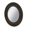 26.5 Inch Round Black And Gold Wooden Accent Mirror With Woven Texture Home Decor- The Pop Home - 3 of 4