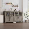 Sideboard Buffet Cabinet with 4 Glass Doors, 55" Buffet Table with Storage Coffee Bar Wine Bar Display Cabinet for Kitchen Dining Room, Living Room - 3 of 4