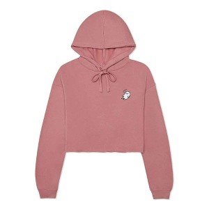 Dalix Heartly Ghost Embroidered Fleece Cropped Hoodie Cold Fall Winter Women - 1 of 4
