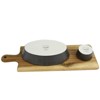 Gibson Elite 2 Piece Gracious Dining Ceramic Bowl Set With Acacia Wood Tray - 2 of 4