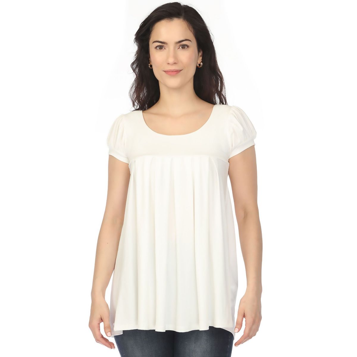 Women's Cap Sleeve Pleated Top -White Mark - thumbnail 9