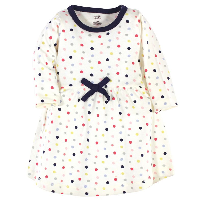 Touched by Nature Baby and Toddler Girl Organic Cotton Long-Sleeve Dresses 2pk, Colorful Dot, 4 of 5