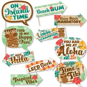 Big Dot of Happiness Funny Tropical Luau - Hawaiian Beach Party Photo Booth Props Kit - 10 Piece - 1 of 4
