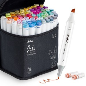 Ohuhu Alcohol Markers for Artist -Dual Tip Art Marker Set for Adults Coloring Illustration -Chisel &Fine -80 Colors -Refillable -Oahu of Ohuhu Markers - 1 of 4
