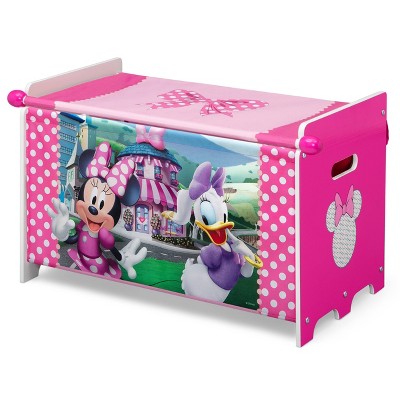 Pink Minnie Mouse Toy Box with Retractable Fabric Top