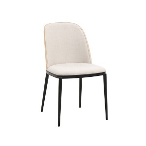 LeisureMod Tule Dining Chair with PU Leather/Velvet/Suede Seat and Black Steel Frame - 1 of 4