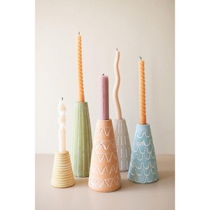 Painted Clay Party Hat Candle Holders – 9.5" Tall Handmade Set by Kalalou - 1 of 4