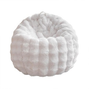 Itopfox Fluffy Faux Rabbit Fur Bean Bag Cover, Big Luxury Fuzzy Stuffed Animal Storage Bubble Bean Bag Chair Home, Comfy Shaggy Furry Beanbag Cover - 1 of 4