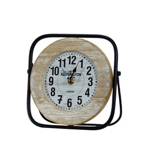 VIP Metal 8 in. White Swivel Table Clock - 1 of 4