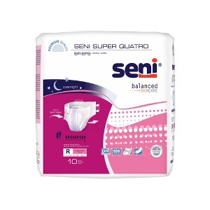 Seni Super Quatro Adult Incontinence Brief Regular Heavy Absorbency Breathable / Overnight, S-RE10-BQ1, Severe - 1 of 4