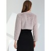 Allegra K Women's Cropped Open Front Collarless Long Sleeve Faux Fur Jacket - 4 of 4