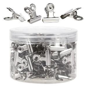 Juvale 150-Pack Stainless Steel Bulldog Clips Silver Binder Paper Clips, 0.9 x 0.9 in - 1 of 4