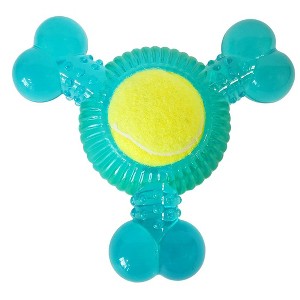 American Pet Supplies 3-Bone Tennis Ball Dog Chew Toy – TPR, Squeak, Oral Health Support, Removable Balls & Interactive Play - 1 of 3