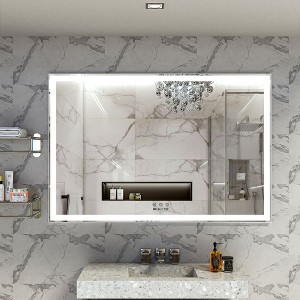 60x40" Oversized LED Bathroom Mirror: Wall Mounted, 3 Color Modes, Aluminum Frame, Large - 1 of 4