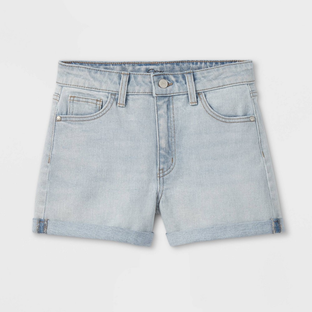 size xl Girls' Rolled Hem Mid-Rise Jean Shorts - art class™ Light Wash XS