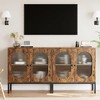 Sideboard Buffet Cabinet, Wooden Storage Cabinet with Natural Rattan Doors, Double-layer Boho Accent Sideboard - 2 of 4