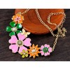 Alilang Gold Tone Multicolor Enamel Floral Statement Necklace with Pearl and Crystal Accents - 2 of 4
