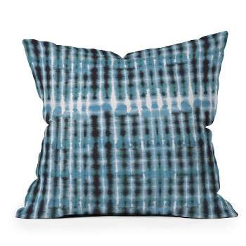 Ninola Design Shibori Plaid Striped Square Throw Pillow Blue - Deny Designs