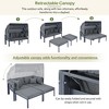 SKRAN 3-Piece Patio Daybed with Retractable Canopy Outdoor Metal Sectional Sofa Set Sun Lounger with Cushions for Backyard, Porch, Poolside, Grey - 2 of 4