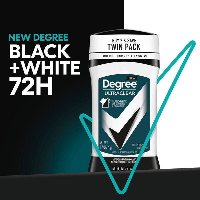 Degree Men Ultraclear Black + White 72-Hour Antiperspirant &#38; Deodorant - 2.7oz/2pk, 5 of 11