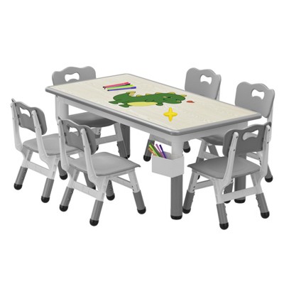 Kids Table and Chair Set - Height Adjustable for Ages 2-10, Graffiti Desktop, Non-Slip Legs