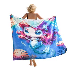 Tirrinia Large Hooded Beach Towel for Adults and Kids, Quick-Dry  Lightweight Microfiber Cape, 52 x 60 Inches - 1 of 4
