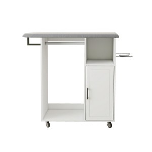 Sevobal Utility Storage Cabinets, Portable Cabinet with Wheels and Open Shelves for Living Room Bedroom, White, 42.13"*16.73"*40.55" - 1 of 4
