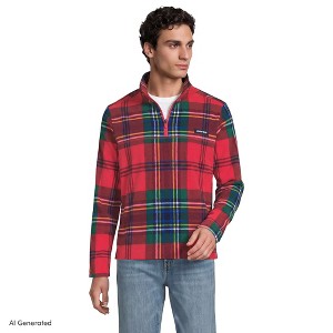 Lands' End Men's Anyweather Fleece Print Quarter Zip Pullover - Small ...