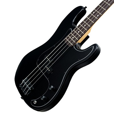 Satin Black 4-String Electric Bass Guitar with Maple Neck